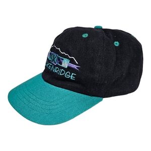 Vintage Ski Breckenridge Strapback Kids Hat Embroidered Logo 90's Colorado Green